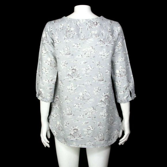 Cabbages & Roses Uniqlo Linen Tunic Top Nautical Boat Ship Lighthouse size S 127 - Picture 4 of 5